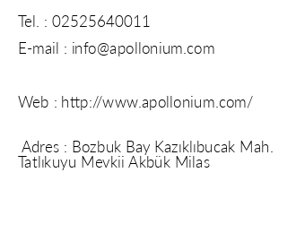 Apollonium Club La Costa Spa Beach Resort iletiim bilgileri